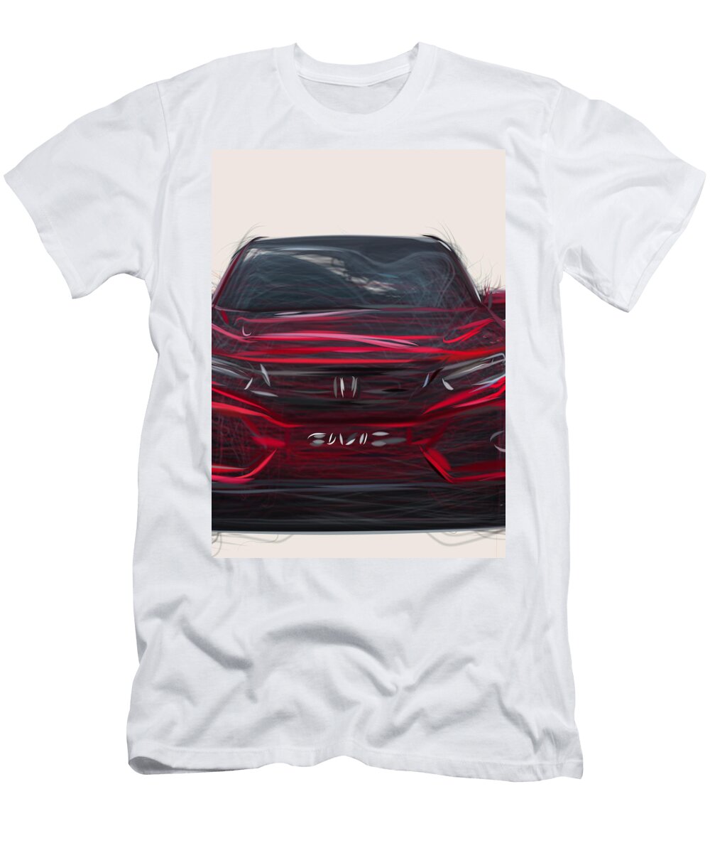 Honda Civic Hatchback Drawing Carstoon Concept T-Shirt