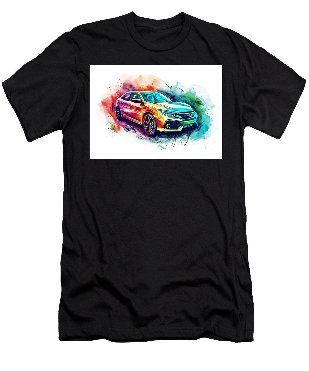 Honda Civic Hatchback Watercolor Abstract Vehicle Clark Leffler T-Shirt