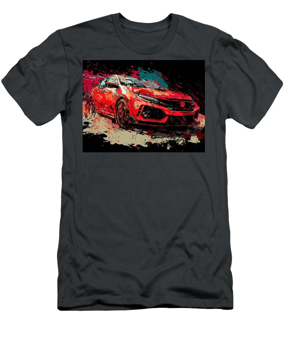 Honda Civic Type R 2017 Hatchback Red Sports Car Fast Car Red Sports Car in Motion Hollie Love T-Shirt