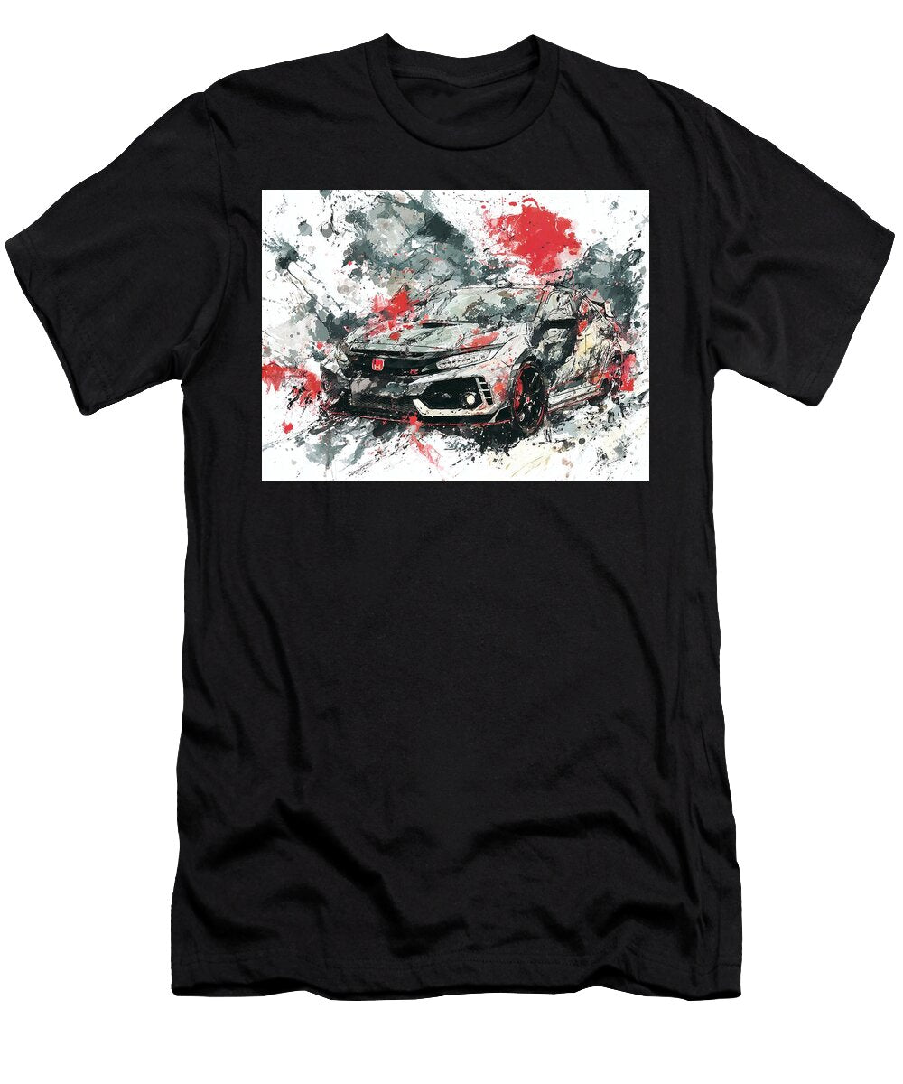 Honda Civic Type R 2017 Hatchback Sporty Car Abstract Art Abstract Racing Car Art Hollie Love T-Shirt