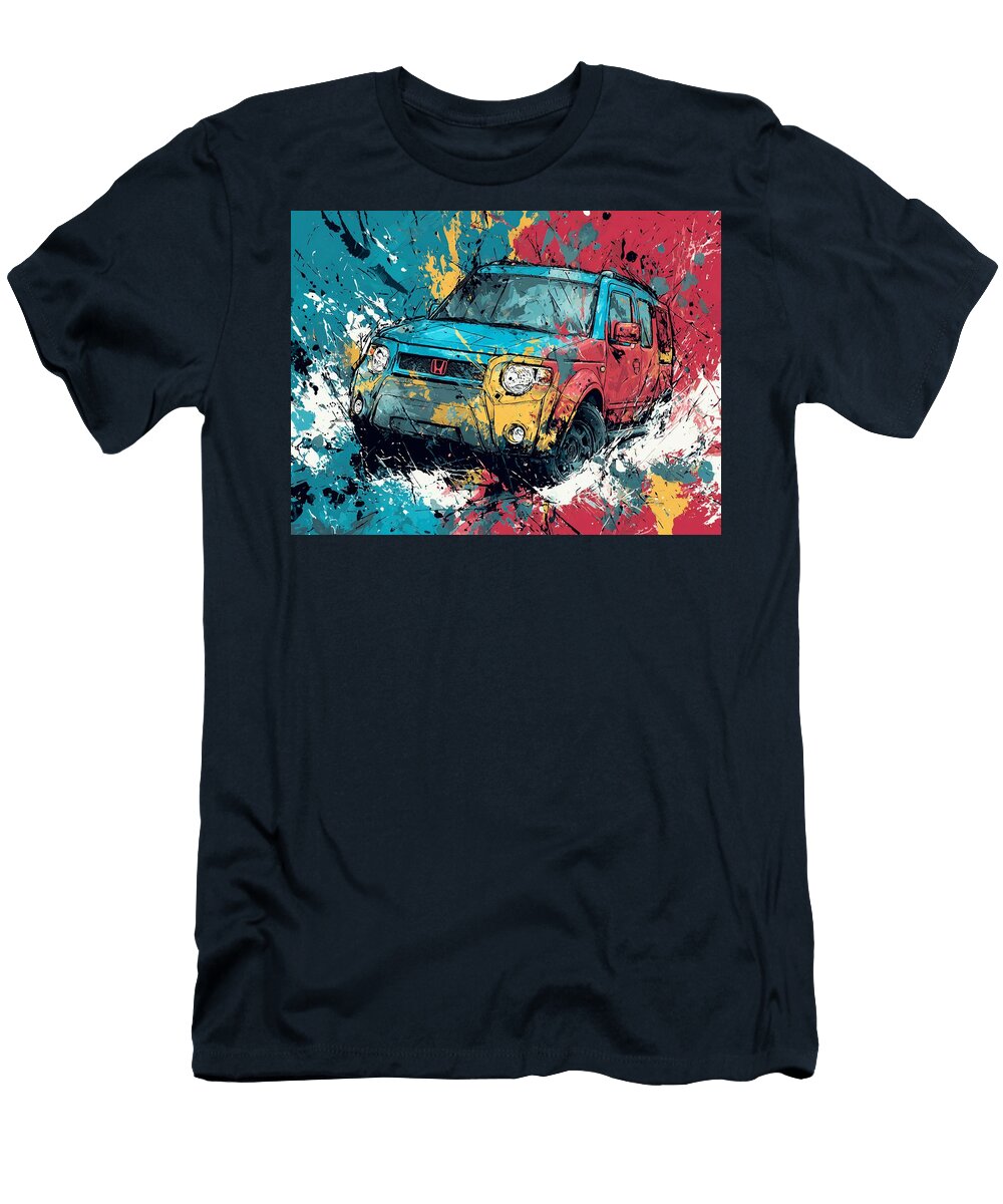 Honda Element 2003 Suv Abstract Art Colorful Car Colorful Abstract Car Art Hollie Love T-Shirt