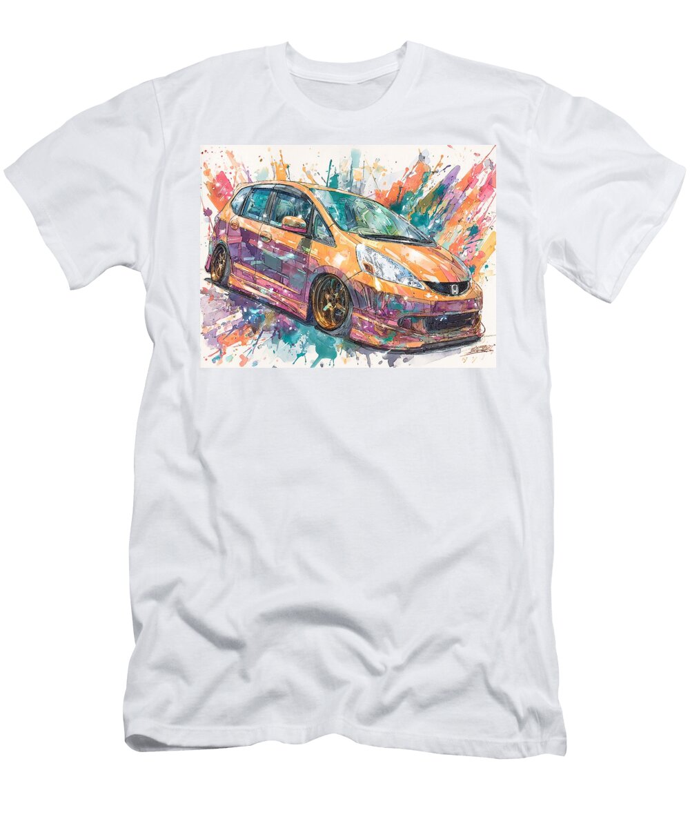 Honda Fit 2007 Hatchback Abstract Art Colorful Car Vibrant Car Art Hollie Love T-Shirt
