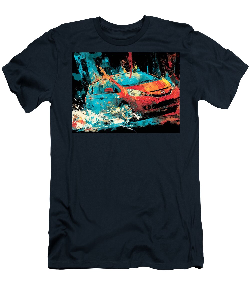 Honda Fit 2007 Hatchback Abstract Art Colorful Car Vibrant Car Painting Hollie Love T-Shirt