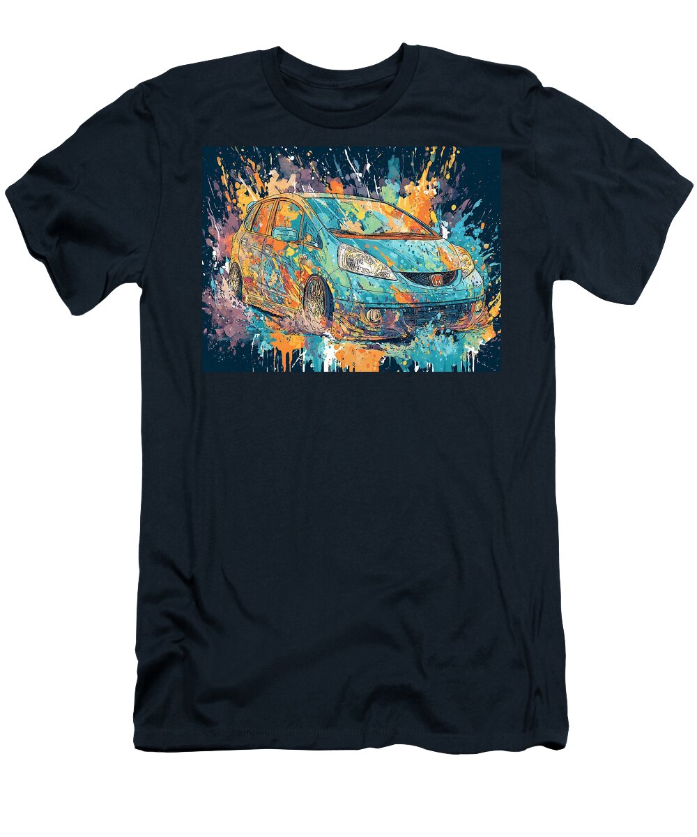 Honda Fit 2007 Hatchback Modern Art Colorful Car Vibrant Car Art Hollie Love T-Shirt