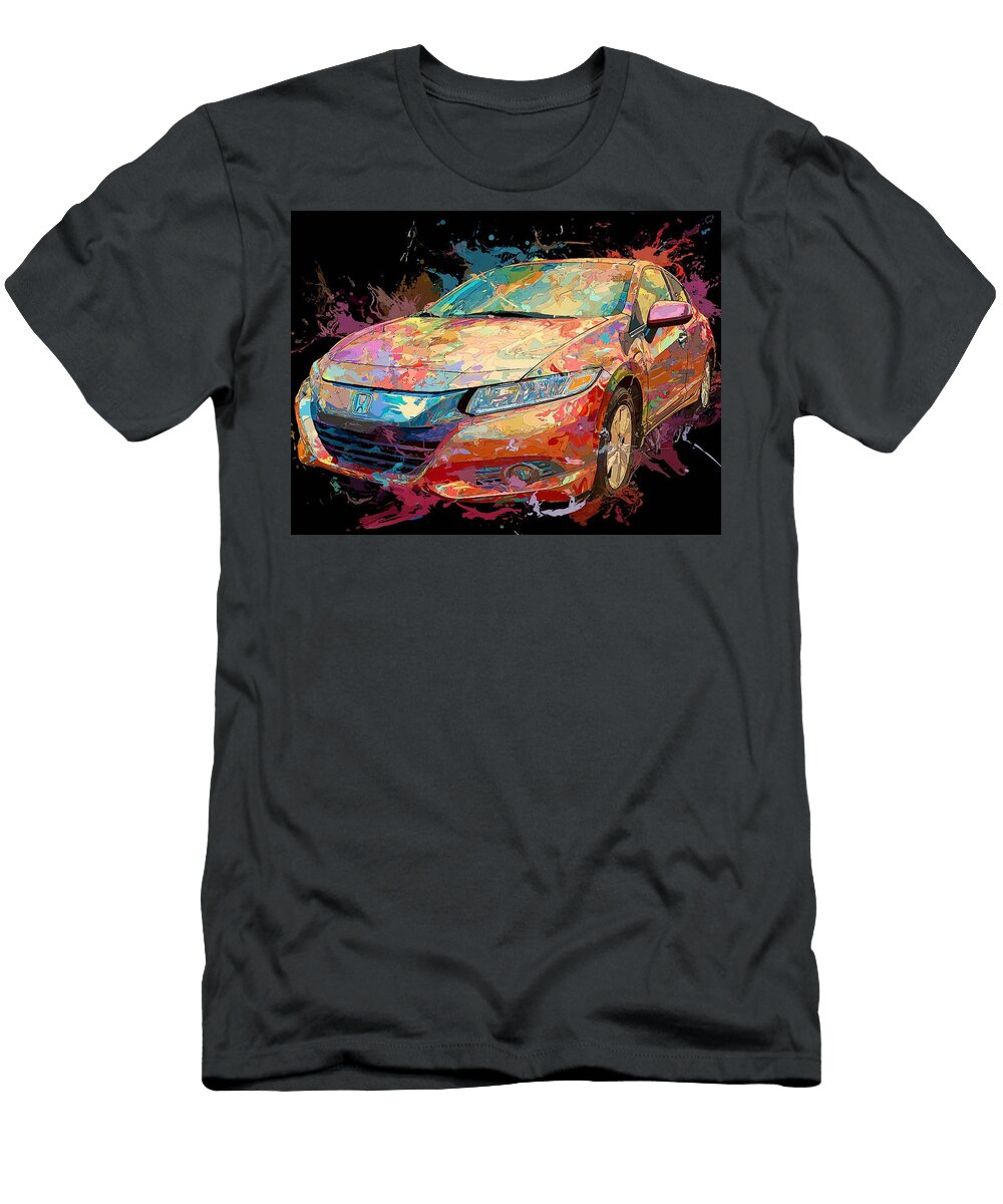 Honda Insight 2010 Hatchback Abstract Art Colorful Car Vibrant Abstract Car Art Hollie Love T-Shirt