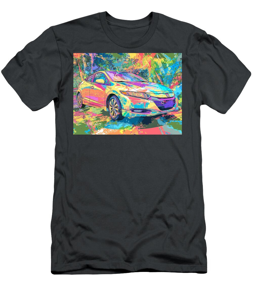 Honda Insight 2010 Hatchback Abstract Art Colorful Car Vibrant Colorful Car Art Hollie Love T-Shirt