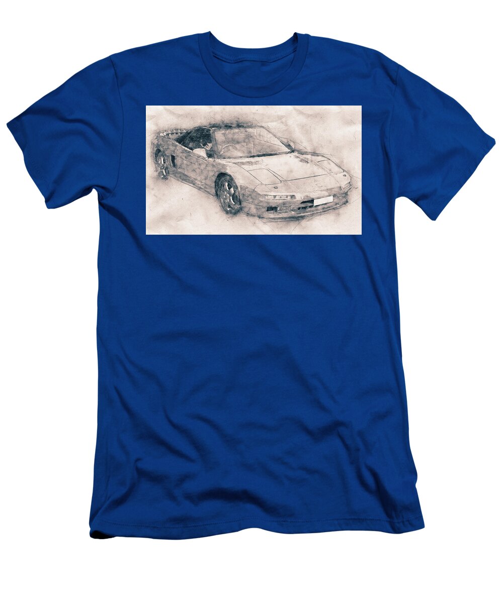 Honda Nsx Acura Nsx Sports Car Automotive Art Car Posters Studio Grafiikka T-Shirt