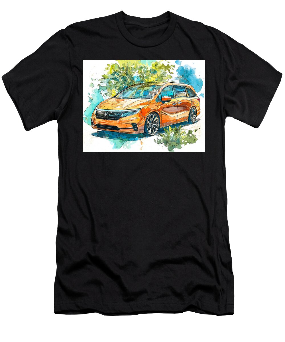 Honda Odyssey 2023 Minivan Orange Vehicle Artistic Car Vibrant Orange Minivan Art Hollie Love T-Shirt