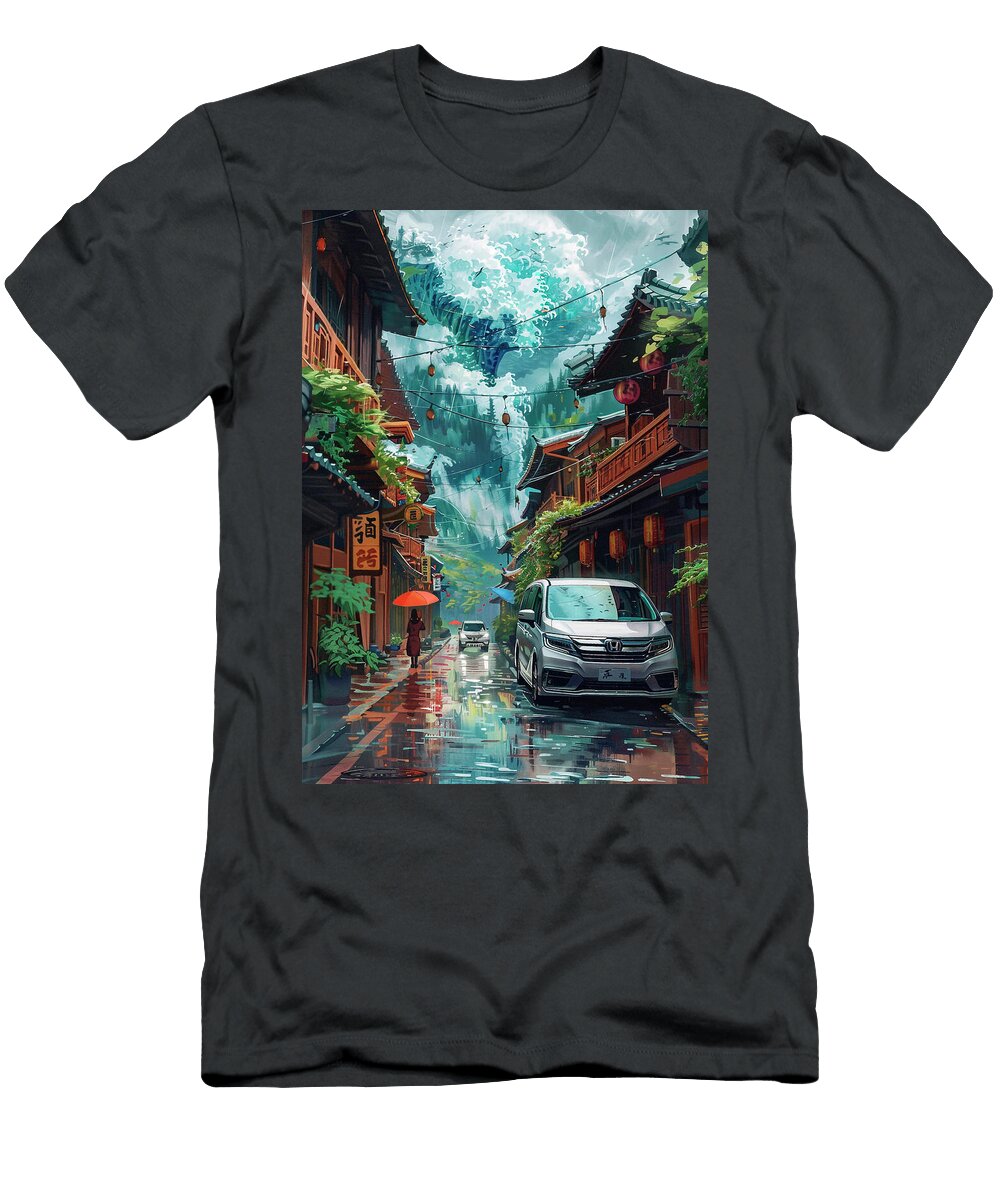 Honda Odyssey Giant Wave Crashing Over Asian City Street Kari Goldfalse T-Shirt