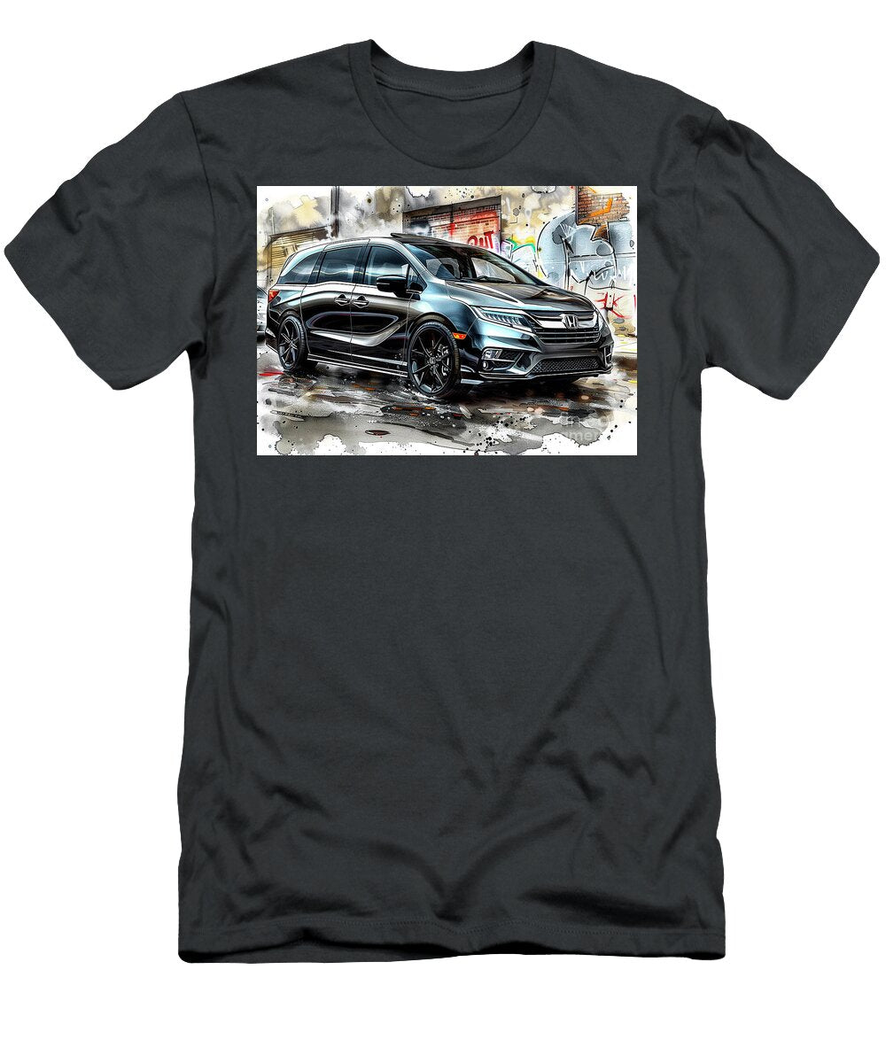 Honda Odyssey Minivan Watercolor Illustration Urban Street Art Lowell Harann T-Shirt
