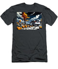 Honda Odyssey Parked in a Pumpkin Patch with Autumn Leaves and Jack O Lanterns Clark Leffler T-Shirt