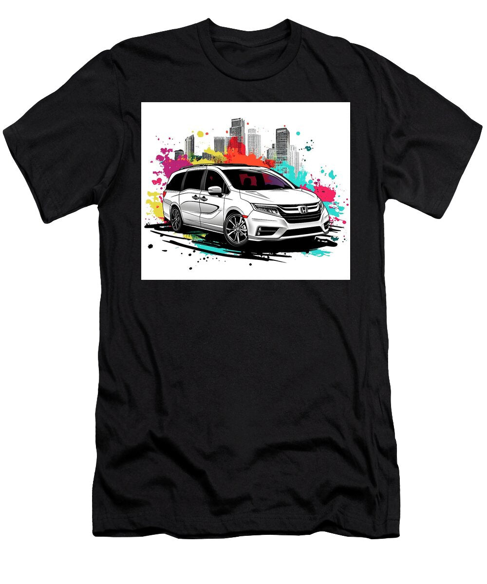 Honda Odyssey Stylish White Minivan in Urban Setting Kyran Estrada T-Shirt