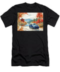 Honda Odyssey Watercolor of a Blue Minivan Parked in a Scenic Autumn Landscape Kyran Estrada T-Shirt