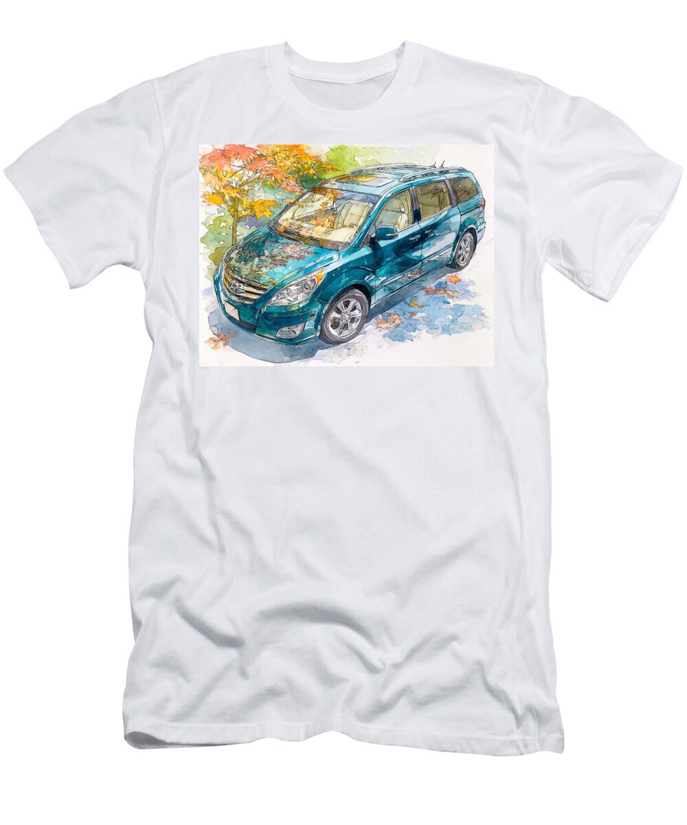 Hyundai Entourage 2007 Minivan Autumn Car Watercolor Art Autumn Car Watercolor Hollie Love T-Shirt
