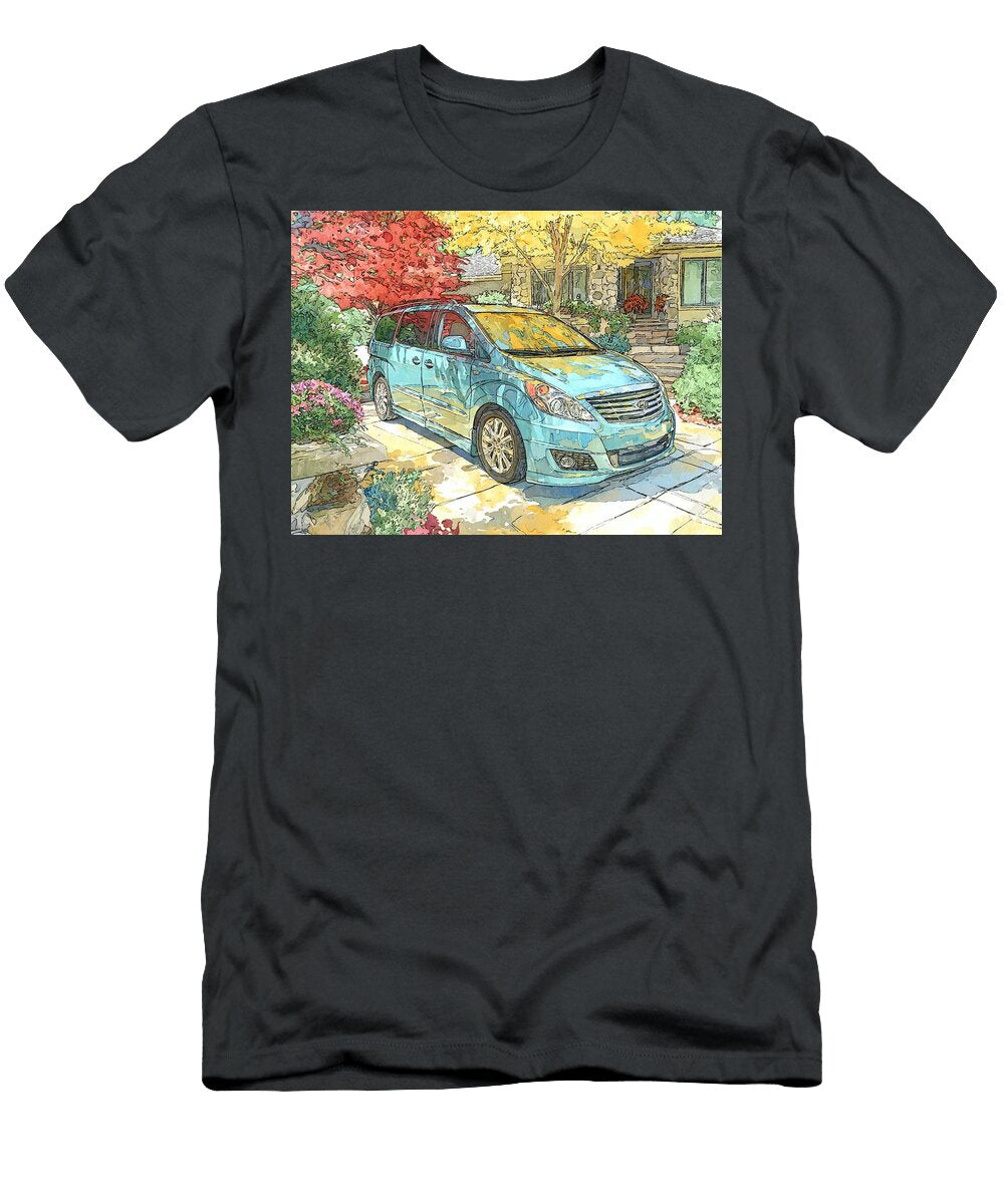 Hyundai Entourage 2007 Minivan Autumn Colors Residential House Colorful Autumn House and Car Hollie Love T-Shirt