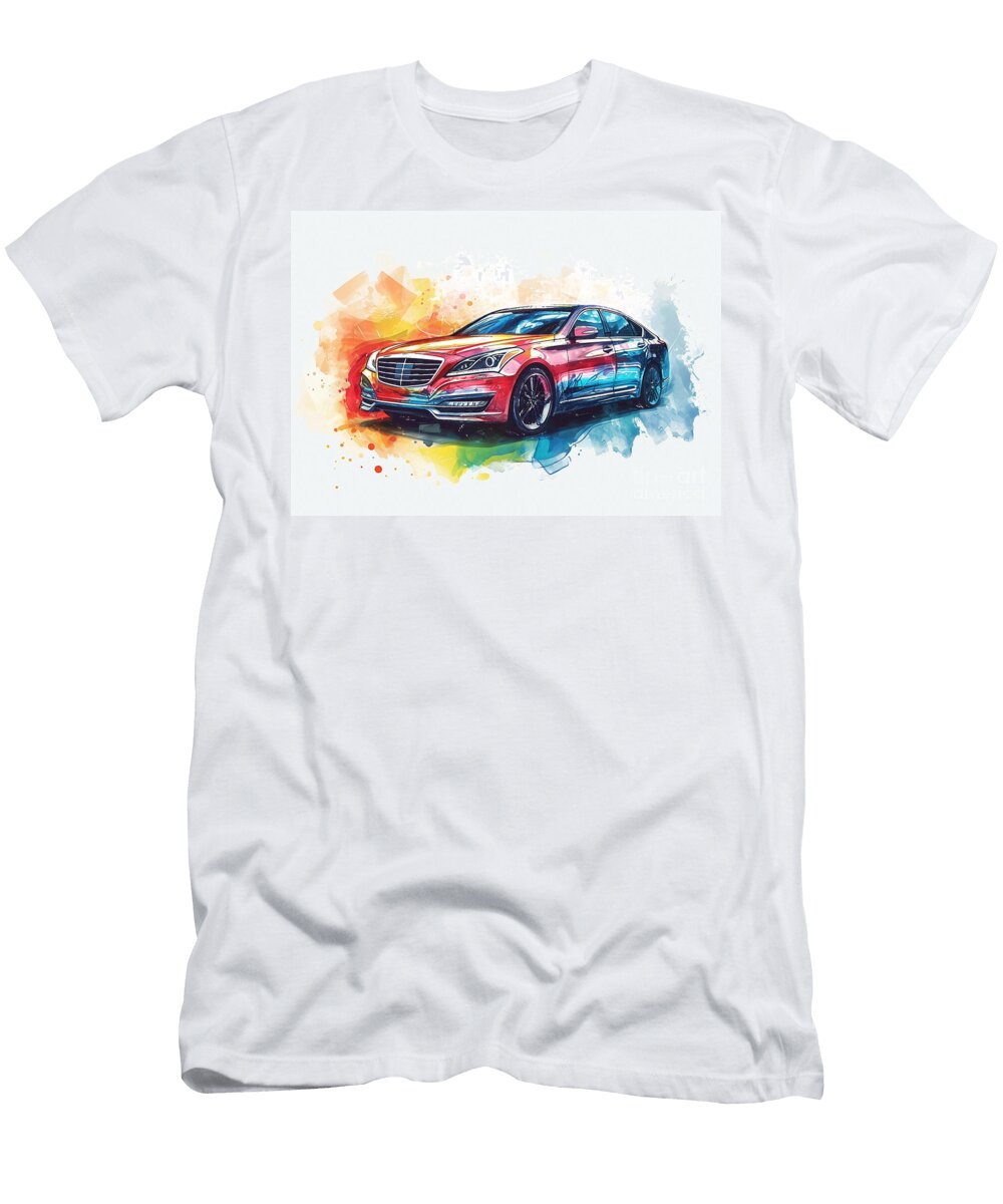 Hyundai Equus Watercolor Abstract Vehicle Clark Leffler T-Shirt