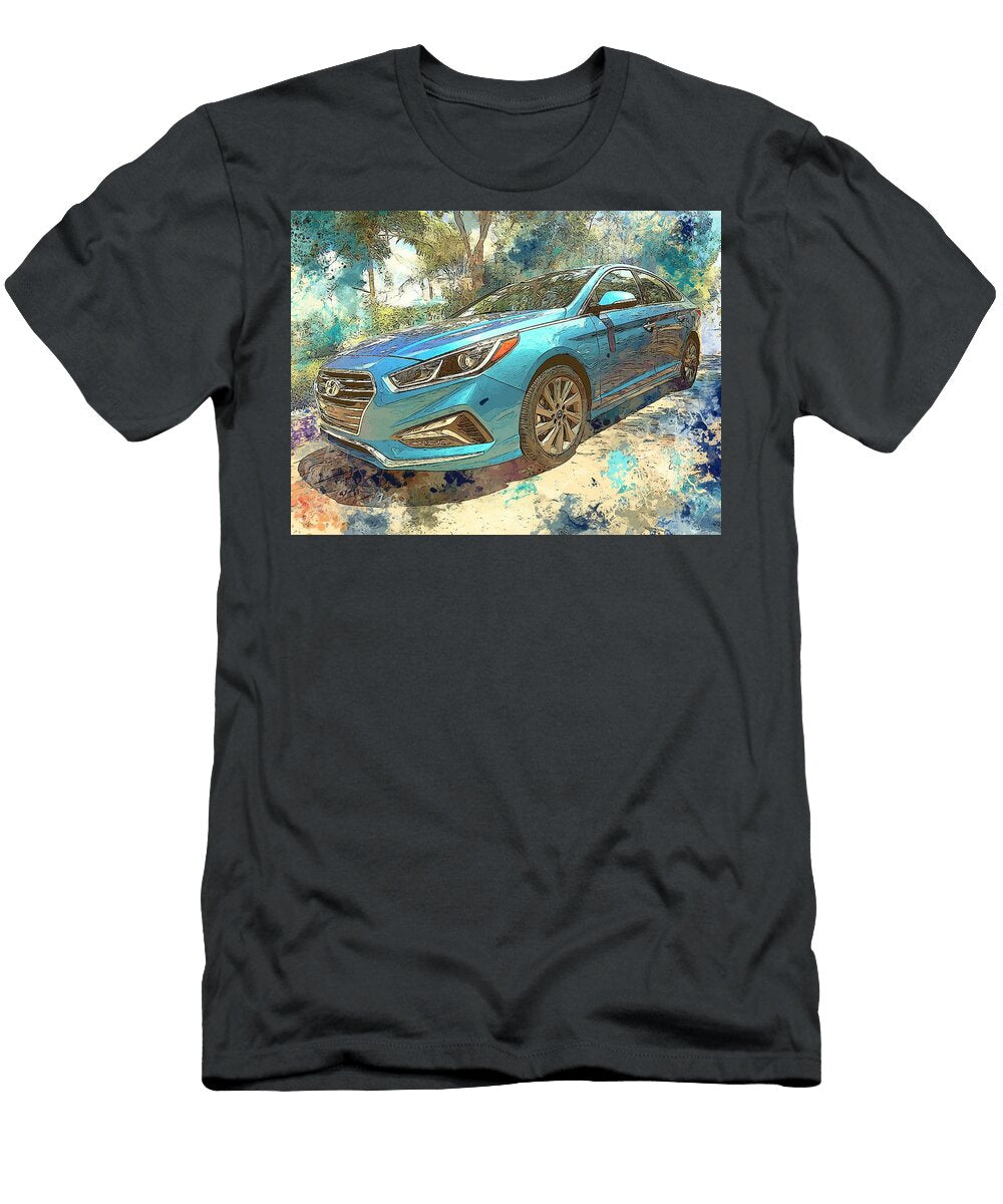 Hyundai Sonata 2015 Sedan Blue Sedan Artistic Car Vibrant Blue Sedan Art Hollie Love T-Shirt