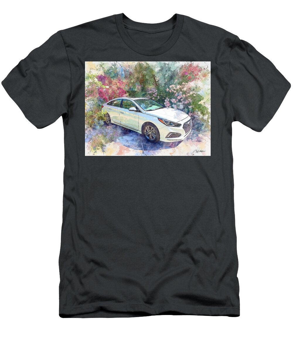 Hyundai Sonata 2015 Sedan Park Scene Floral Car Pastel Car in Blooming Garden Hollie Love T-Shirt