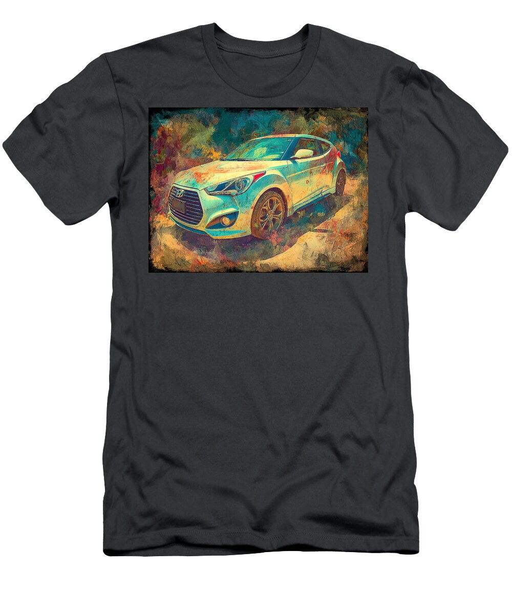 Hyundai Veloster 2013 Hatchback Abstract Art Colorful Car Vibrant Car Painting Hollie Love T-Shirt