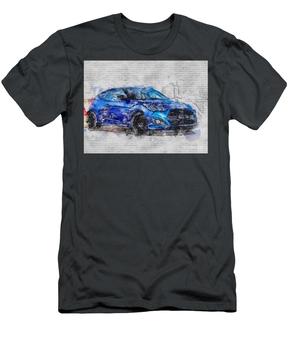 Hyundai Veloster 2017 Korean Cars Blue Sports Hatchback Black Wheels Ashtyn Treutel T-Shirt