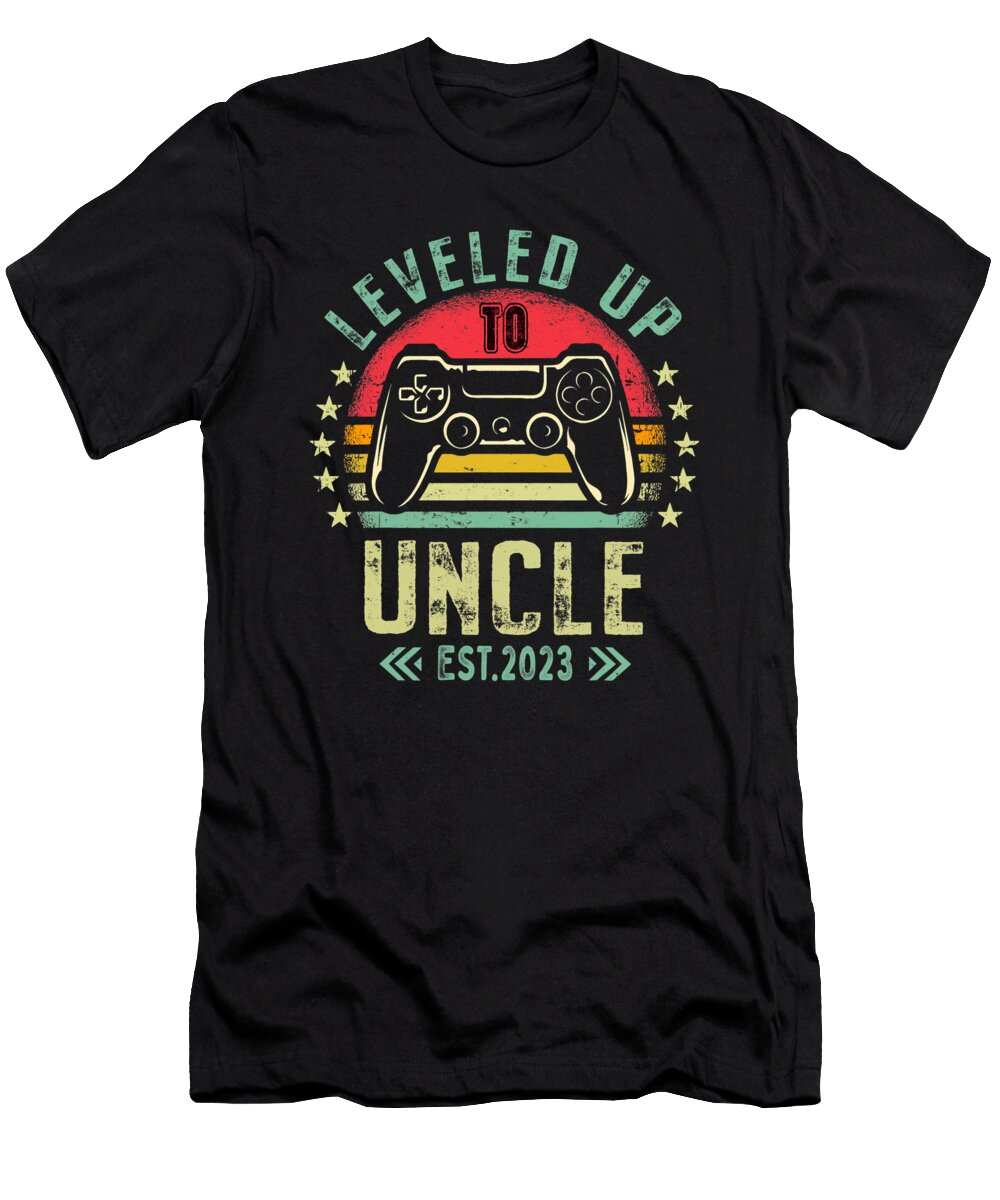 I Leveled Up to Uncle 2023 Promoted to Uncle Level Unlocked Dhbubble T-Shirt