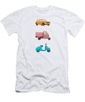 Iconic Italian Vehicles Scooter Rikshaw and Car Idan Badishi T-Shirt