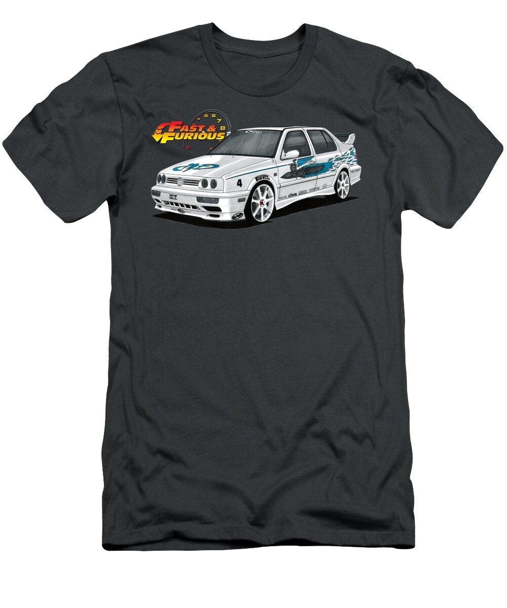 Iconic Legendary Movie Car Jesse Volkswagen Jetta Sedan Vr6 Twin Turbo the Fast and the Furious Vladyslav Shapovalenko T-Shirt