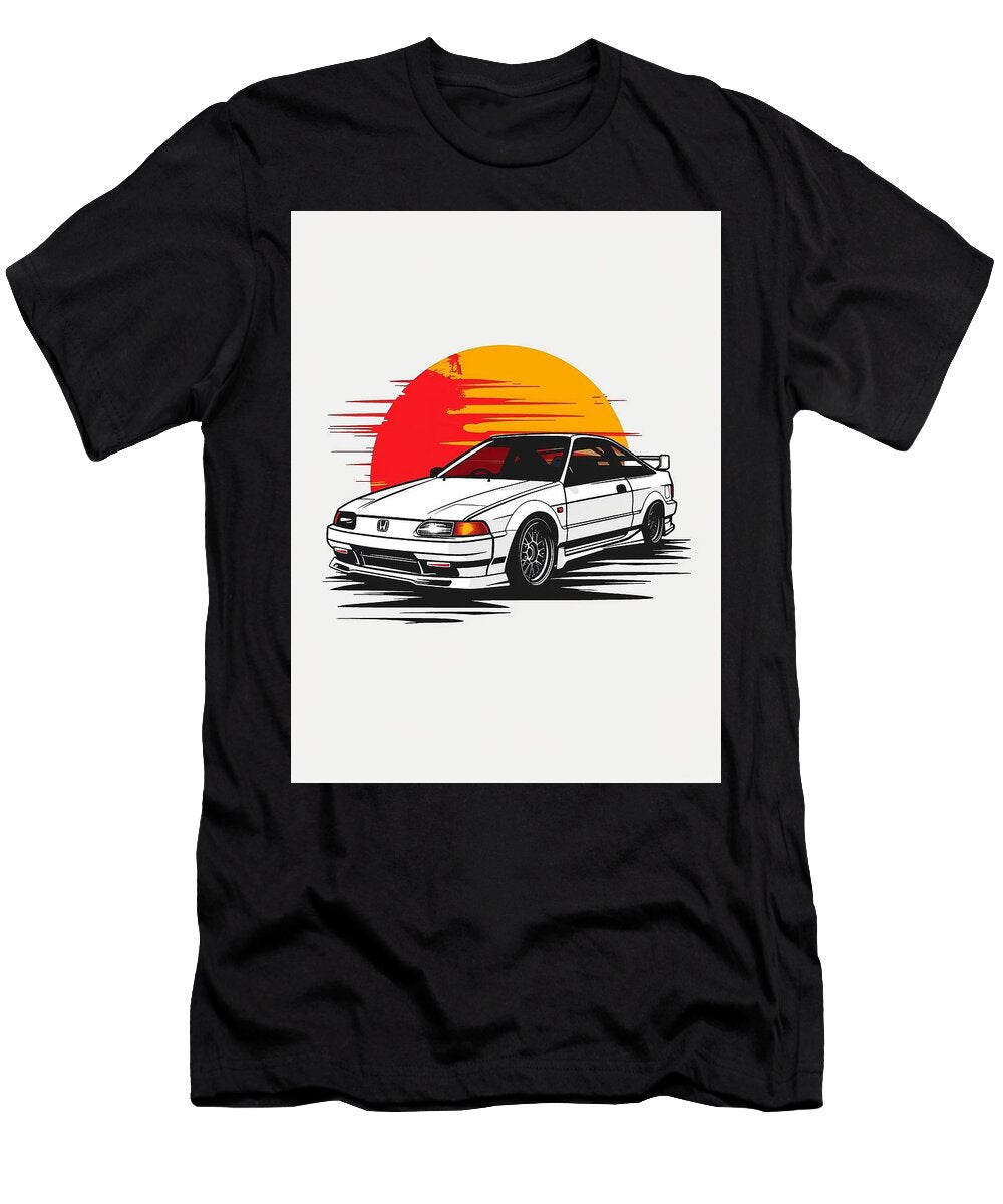 Iconic Tuner Honda Crx Sir Jdm Hatchback White Car Sunrise Design Cortez Schinner T-Shirt