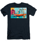 Ignite Havanas Urban Jazz Scene Vibrant Saxophone and Vintage Car in Motion Olfactoart Studio T-Shirt