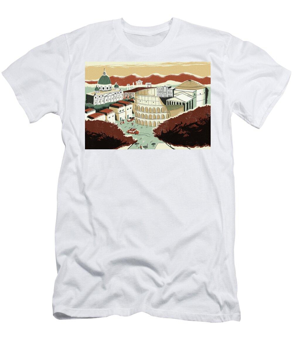 Illustration of Coliseum and Rome Ikon Images T-Shirt