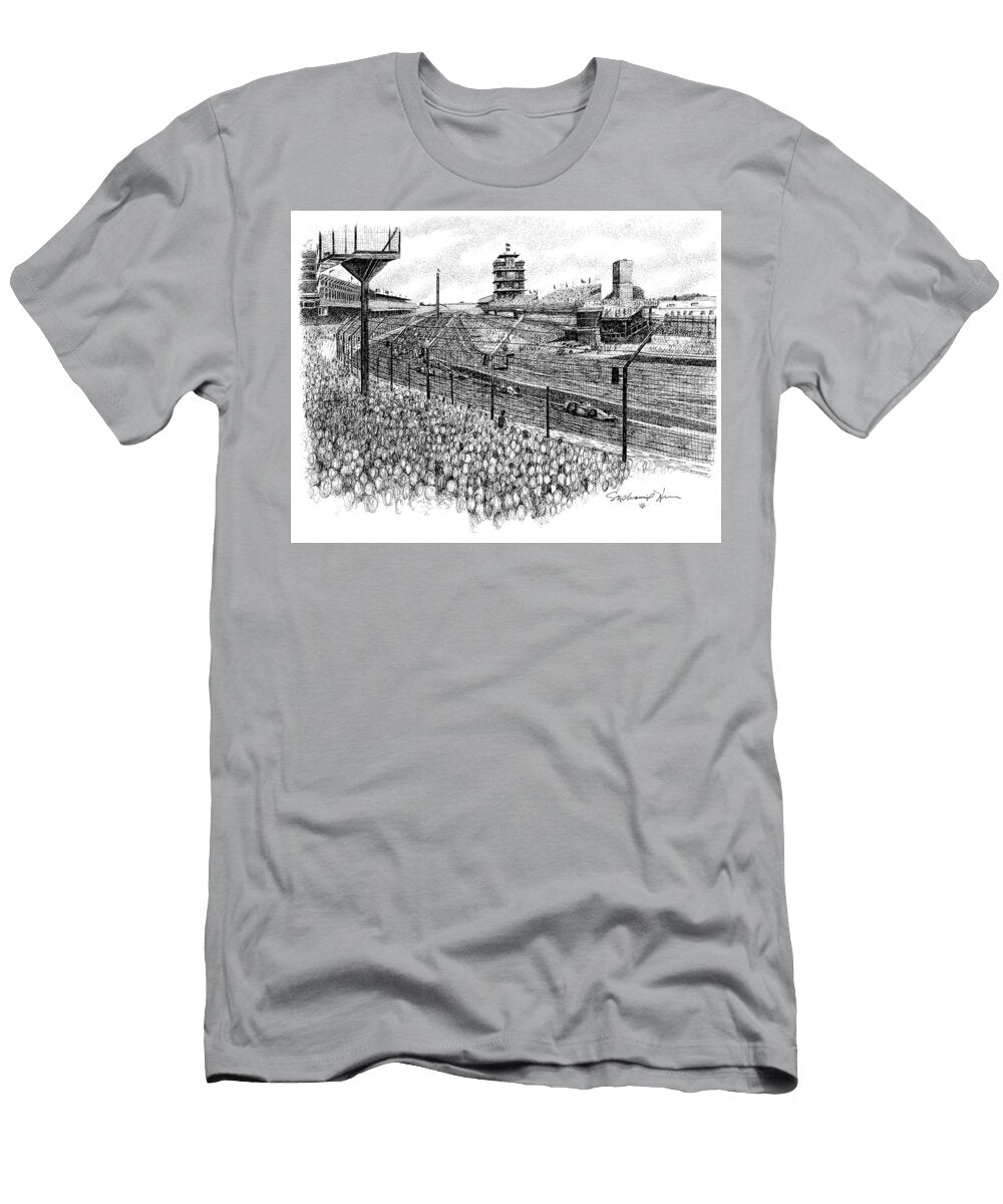 Indianapolis Motor Speedway Turn One Pagoda Speedway Indiana Stephanie Huber T-Shirt