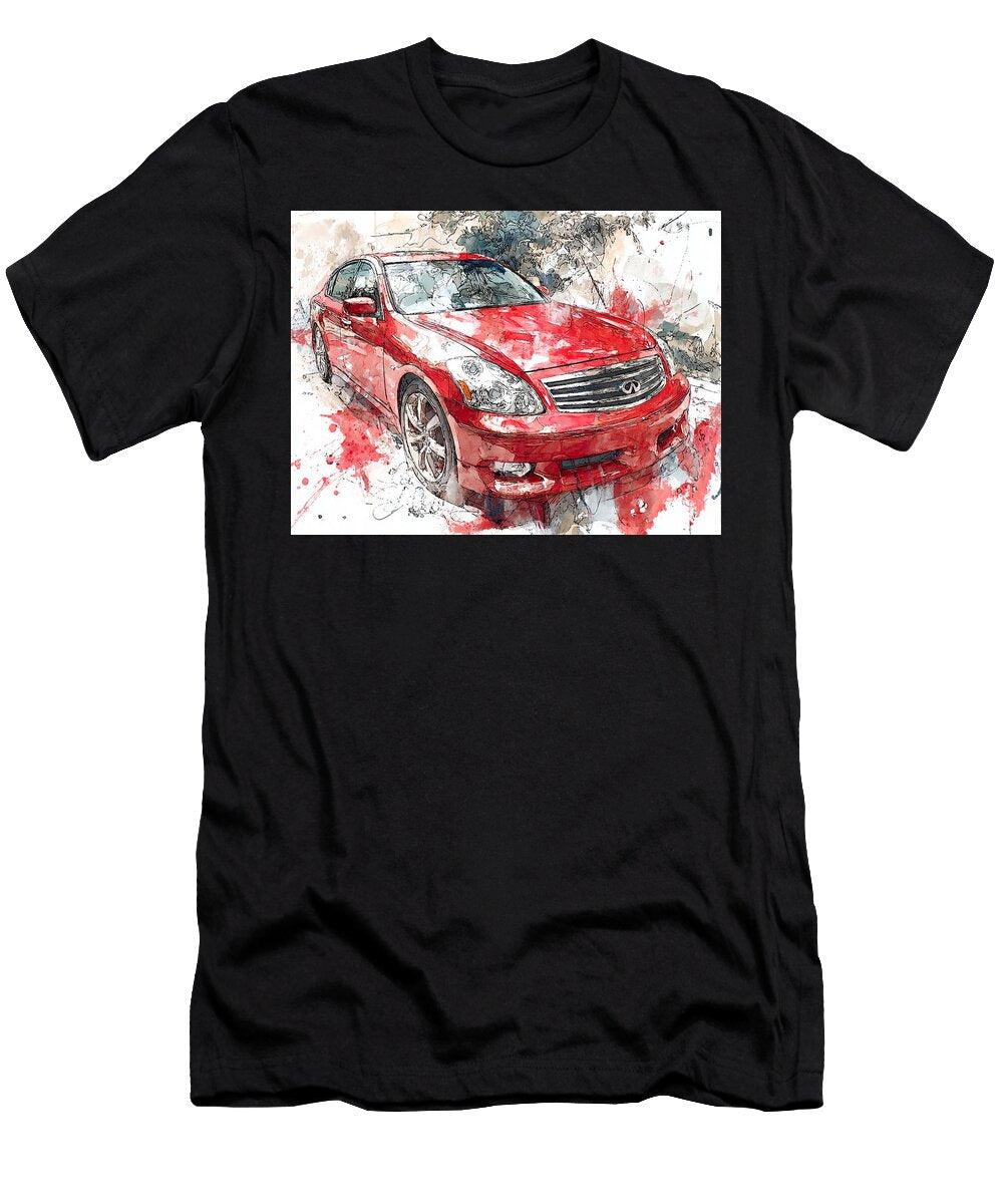 Infiniti M45 2005 Sedan Red Car Artistic Design Vibrant Red Car Art Hollie Love T-Shirt