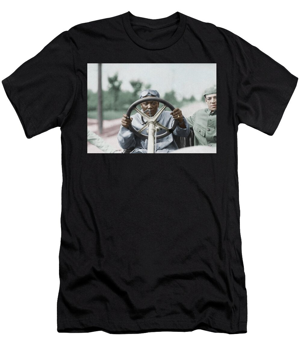Jack Johnson Driving His Thomas Flyer Colorized War Is Hell Store T-Shirt