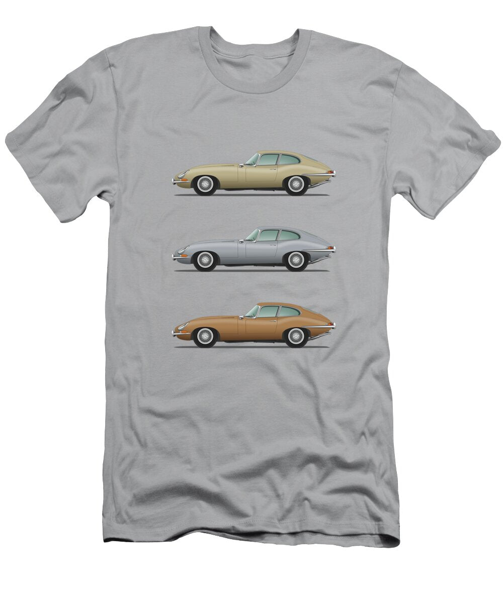 Jaguar E Type Fixed Head Coupe Gold Silver and Bronze Steve H Clark Photography T-Shirt