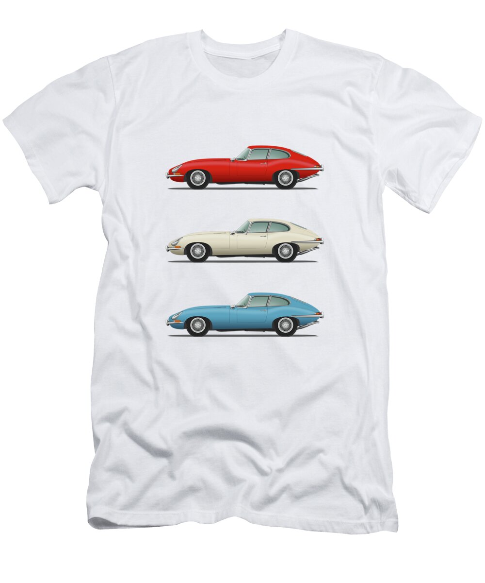 Jaguar E Type Fixed Head Coupe Red White and Blue Steve H Clark Photography T-Shirt