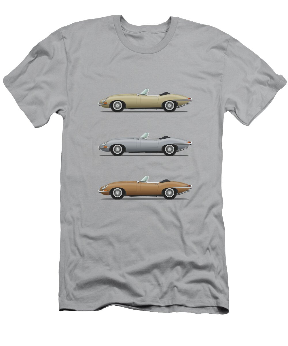 Jaguar E Type Roadster Gold Silver and Bronze Steve H Clark Photography T-Shirt
