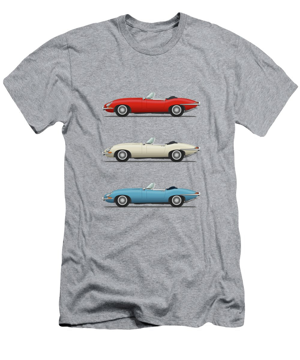 Jaguar E Type Roadster Red White and Blue Steve H Clark Photography T-Shirt