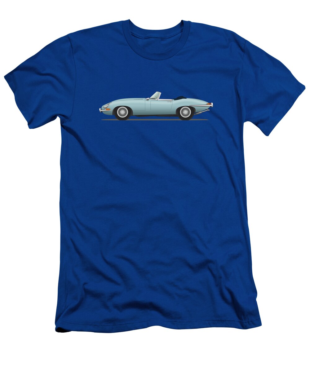 Jaguar E Type Roadster Silver Blue Steve H Clark Photography T-Shirt
