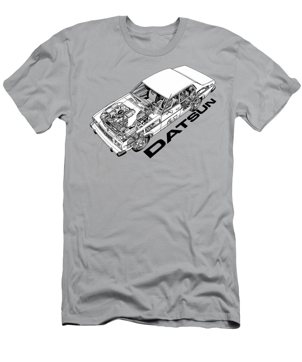 Japanese 4 Door Car Datsun 810 Sedan Cutaway Art Vladyslav Shapovalenko T-Shirt