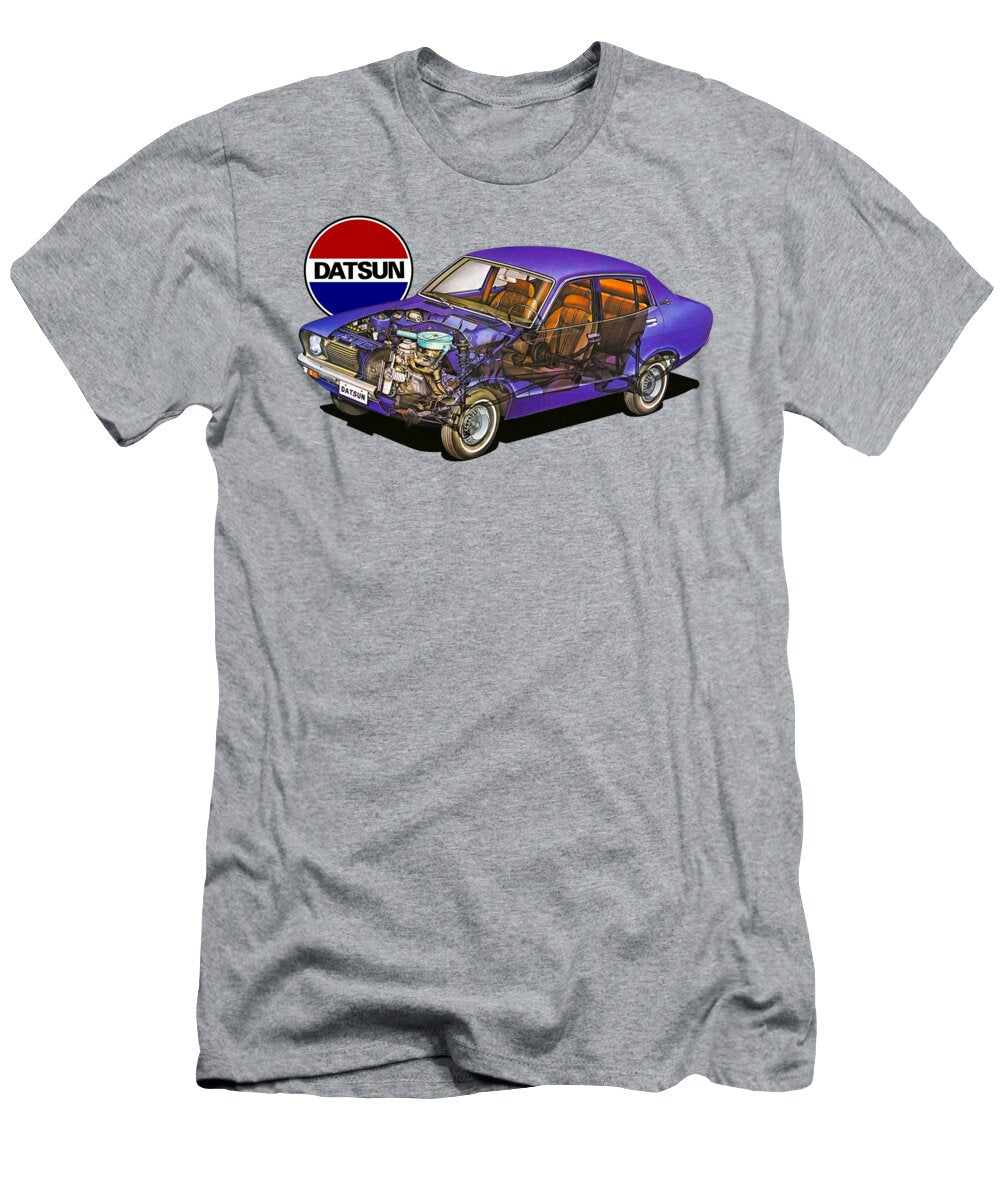 Japanese Jdm 4 Door Car Datsun Sunny 1200 Deluxe Sedan Cutaway Art Vladyslav Shapovalenko T-Shirt