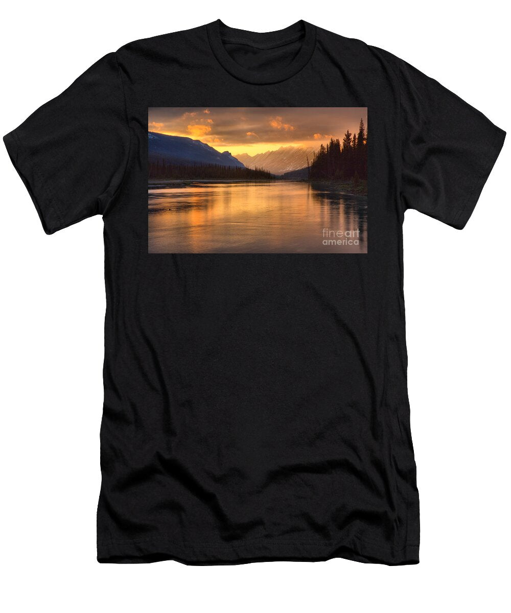 Jasper Waterfall Peaks Sunrise Adam Jewell T-Shirt