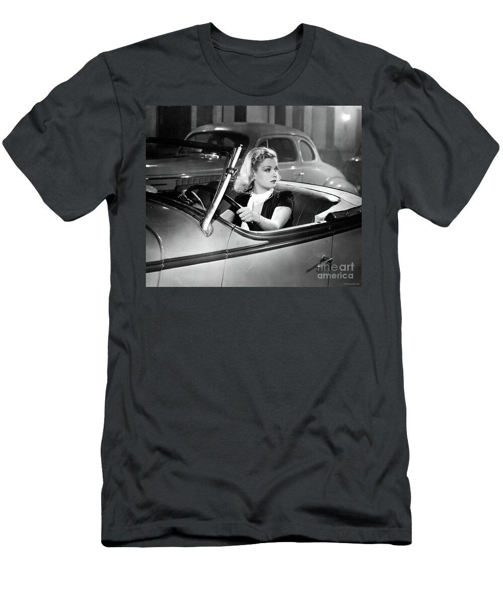 Joan Bennett Behind Wheel 1930s Roadster Retrographs T-Shirt