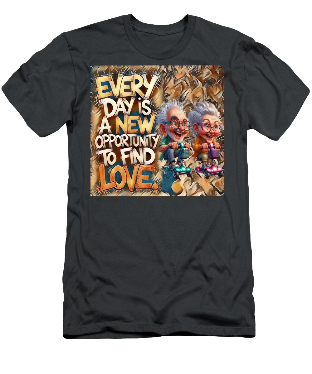 Joyful Elderly Couple on Scooters Razz Mtazz T-Shirt