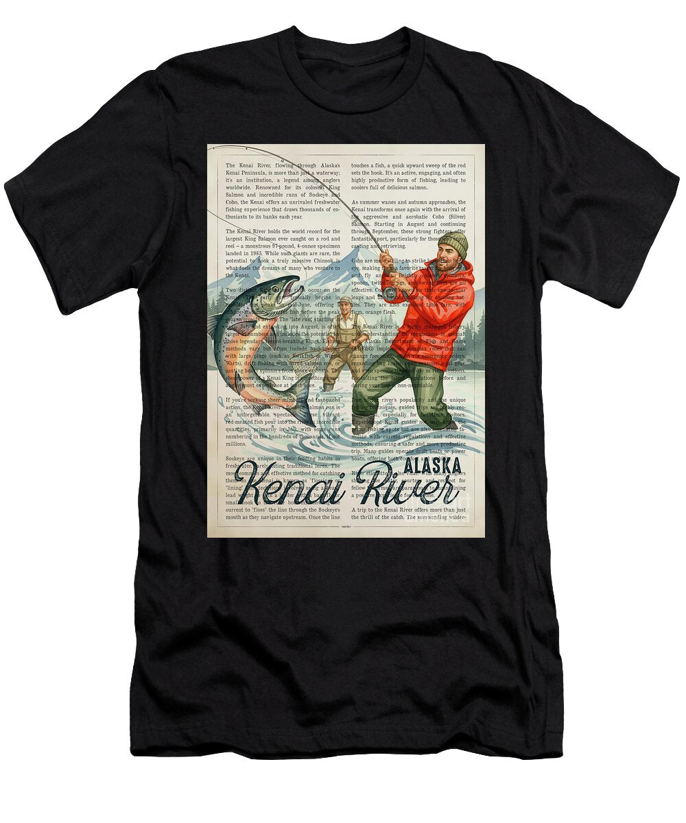 Kenai River Fishing Adventure Aged Pixel T-Shirt