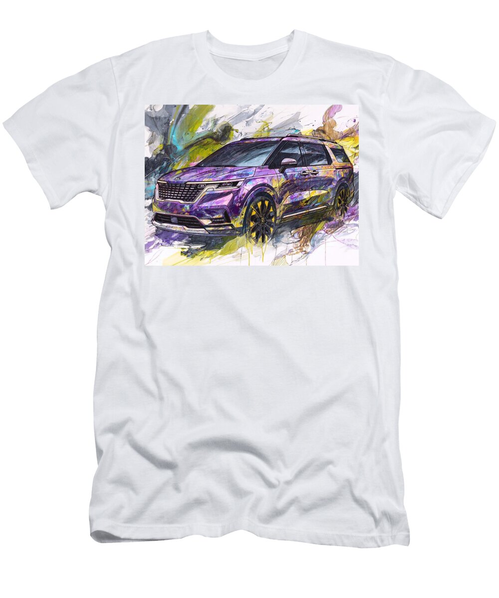 Kia Carnival 2023 Minivan Abstract Car Design Modern Vehicle Art Vibrant Abstract Car Design Hollie Love T-Shirt