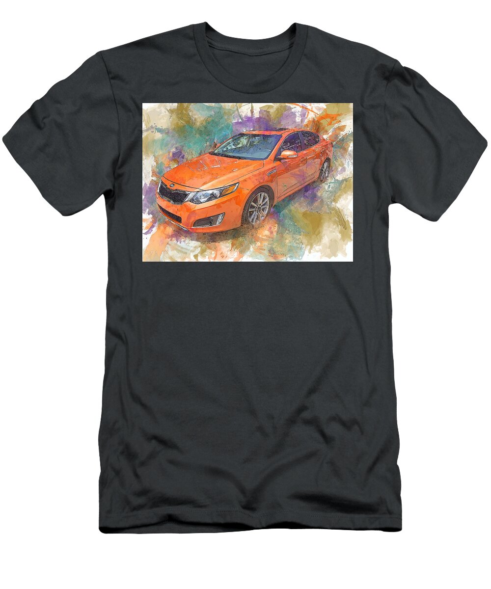Kia Optima 2007 Sedan Orange Car Abstract Art Vibrant Orange Car Abstract Hollie Love T-Shirt