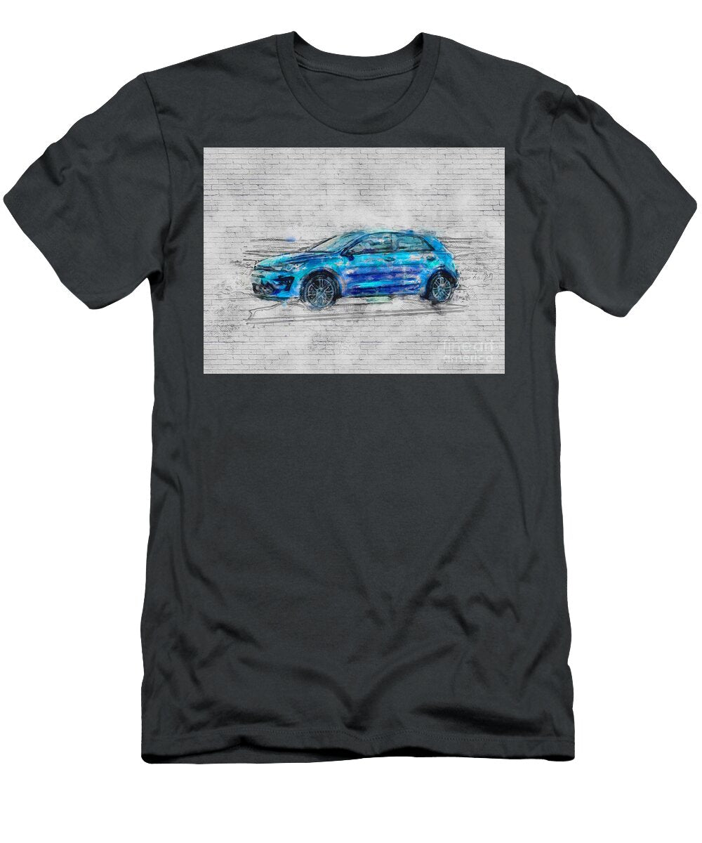 Kia Rio 2021 Side Exterior Blue Hatchback New Korean Cars Ashtyn Treutel T-Shirt