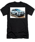 Kia Rio Kia Hatchback Car Driving Through Mud Front View Lowell Harann T-Shirt