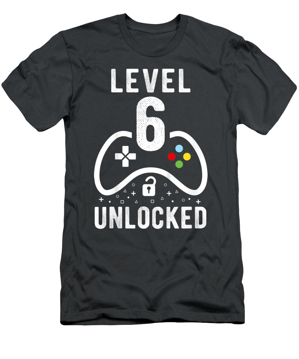 Kids Level 6 Unlocked Video Game 6th Birthday Devin Feile T-Shirt