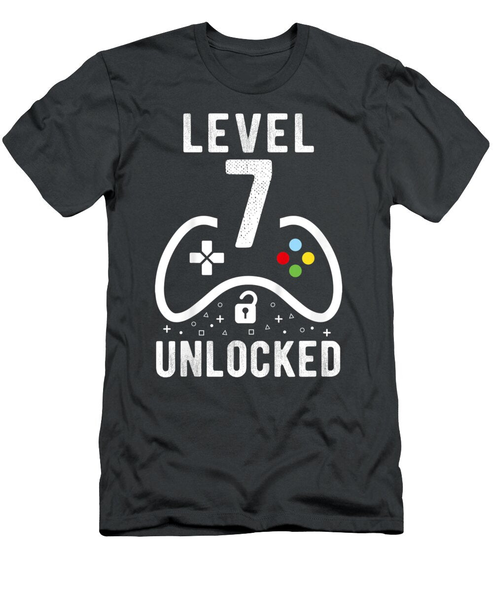Kids Level 7 Unlocked Video Game 7th Birthday Devin Feile T-Shirt